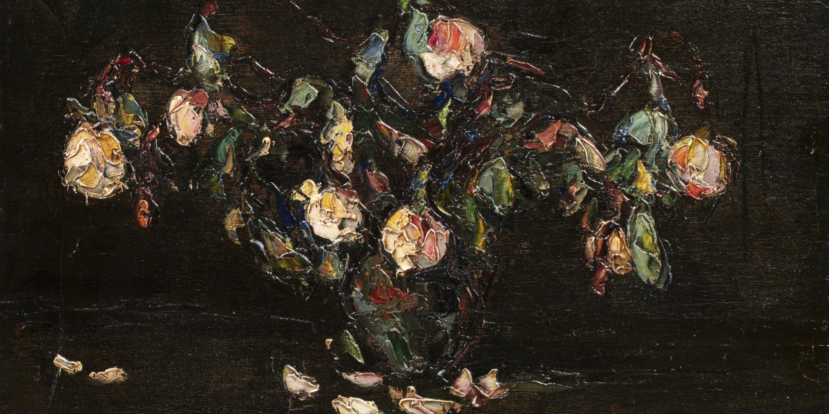 Bouquet de roses sur fond noir